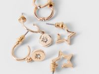 Золотистые серьги 3 пары Глория Джинс