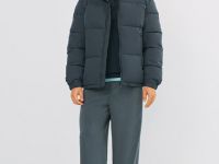 Утеплённая куртка с воротником-стойкой, Серый