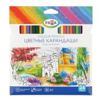 Набор карандашей цветные Гамма "Классические", 24 цв., заточен., картон. упаковка, европодвес