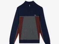 Мужской хлопковый свитер Lacoste на молнии с высоким воротом