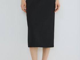 Прямая юбка миди, Черный