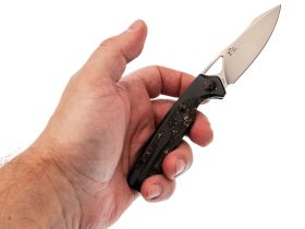 Складной нож Kizer Ara, сталь S45VN, рукоять карбон, черный/золотистый