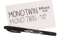 Линер Tombow MONO Twin, двусторонний 0.8 мм и 0.4 мм, масляные чернила, водостойкие, черный