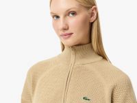 Женский свитер Lacoste свободного кроя с высоким воротом на молнии