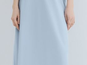 Атласная юбка миди А-силуэта, Голубой