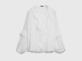 Блузка из шифона с рюшами, Белый