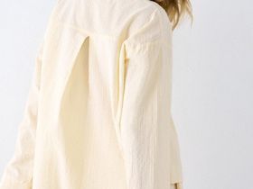 Рубашка пижамная из ткани с жатым эффектом, Желтый