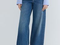 Ультраширокие джинсы с высокой посадкой, Синий