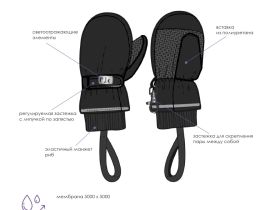 Варежки детские текстильные для девочек