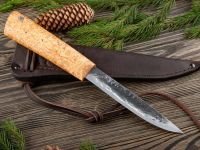 Нож Северный средний, сталь Х12 МФ, рукоять карельская береза, с откованным долом