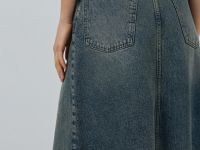 Расклёшенная джинсовая юбка миди, Синий