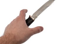 Нож Щука, сталь М390, мельхиор, рукоять из стабилизированной карельской березы