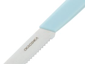 Нож кухонный серрейтор для фруктов и овощей Okroshka Salad 10 см, сталь 5cr15mov, рукоять пластик, голубой
