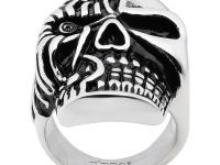 Кольцо ZIPPO, серебристое, в форме черепа, нержавеющая сталь, диаметр 22,3 мм