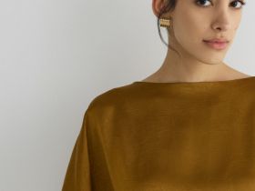 Блузка из жатой ткани, Бежевый