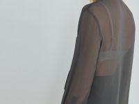 Блузка из жатого шифона с галстуком, Серый