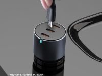 Автомобильное зарядное устройство Deppa (11221) Car Charger 3хType-C/65W (серый)