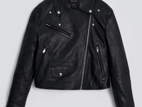 Утепленная кожаная куртка-косуха свободного кроя