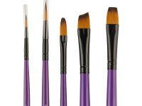 Набор кистей синтетика Decola №4, 5 шт (№ 1, 5 круглая, короткая ручка; № 10 плоская, короткая ручка