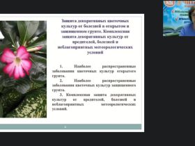 Международный вебинар "Защита декоративных цветочных культур от болезней в открытом и защищенном грунте. Комплексная защита декоративных культур от вредителей, болезней и неблагоприятных метеорологических условий"