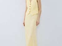 Прямая макси-юбка с эластичным поясом, Желтый