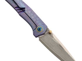 Складной нож Assassin knives Argo 2.0, сталь M398/Damascus, рукоять титан, фиолетовый