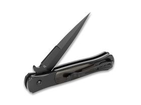 Складной автоматический нож Ganzo G707B, сталь 440C, рукоять сталь/древесина