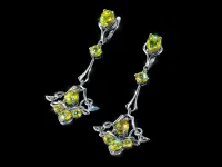 Серьги из серебра с топазами, хризолитами э0611сг01260374