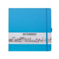 Блокнот для зарисовок Sketchmarker 20*20 cм 80 л 140 г, твердая обложка Синий неон