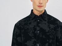 Куртка-рубашка из бархатистой ткани, Черный