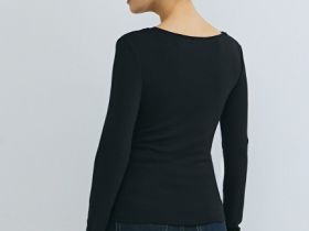 Лонгслив с асимметричным вырезом, Черный