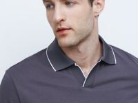 Поло из мягкого пике, Серый