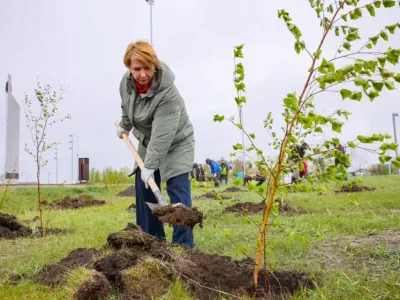 Саженцы ели и берёзы посадили в Парке Победы Якутска