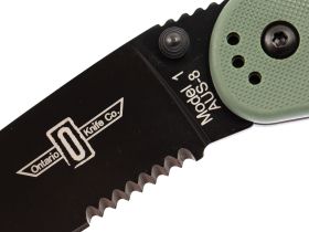 Складной нож полусеррейторный Ontario RAT 1, сталь AUS-8, рукоять термопластик GRN, зеленый/черный