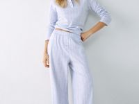 Пижамный лонгслив из ажурного трикотажа, Серый