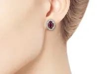 Пусеты из белого золота с рубинами э4780пс11210402