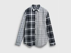 Рубашка в клетку из хлопка, Черный