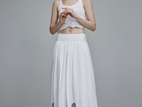 Юбка А-силуэта с вышивкой, Белый