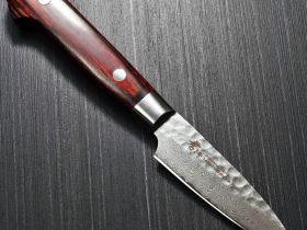 Нож кухонный овощной 80 мм, Sakai Takayuki, сталь VG-10 Damascus, рукоять дерево pakka wood