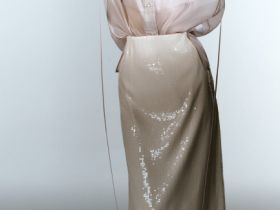 Прямая юбка с пайетками, Бежевый