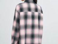 Рубашка в клетку со стразами, Розовый