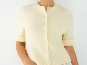 Укороченный кардиган с содержанием шерсти, Желтый