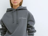 Худи с вышивкой для девочек, Серый