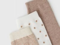 Носки с вышивкой, 3 пары, Бежевый