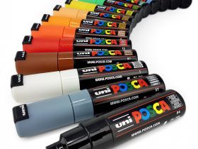 Маркер UNI "POSCA" PC-7M, 4,5-5,5 мм, наконечник пулевидный, цвет черный