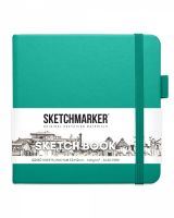 Блокнот для зарисовок Sketchmarker 12х12 см 80 л 140 г, твердая обложка Изумрудный