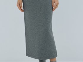 Юбка миди прямого кроя, Серый