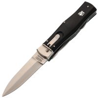 Автоматический многофункциональный нож Mikov Predator, сталь 420, рукоять черный пластик, клипса