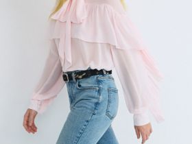 Блузка с объёмными рюшами, Розовый
