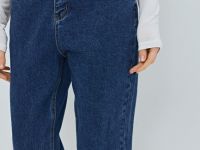 Прилегающие джинсы Mom, Синий